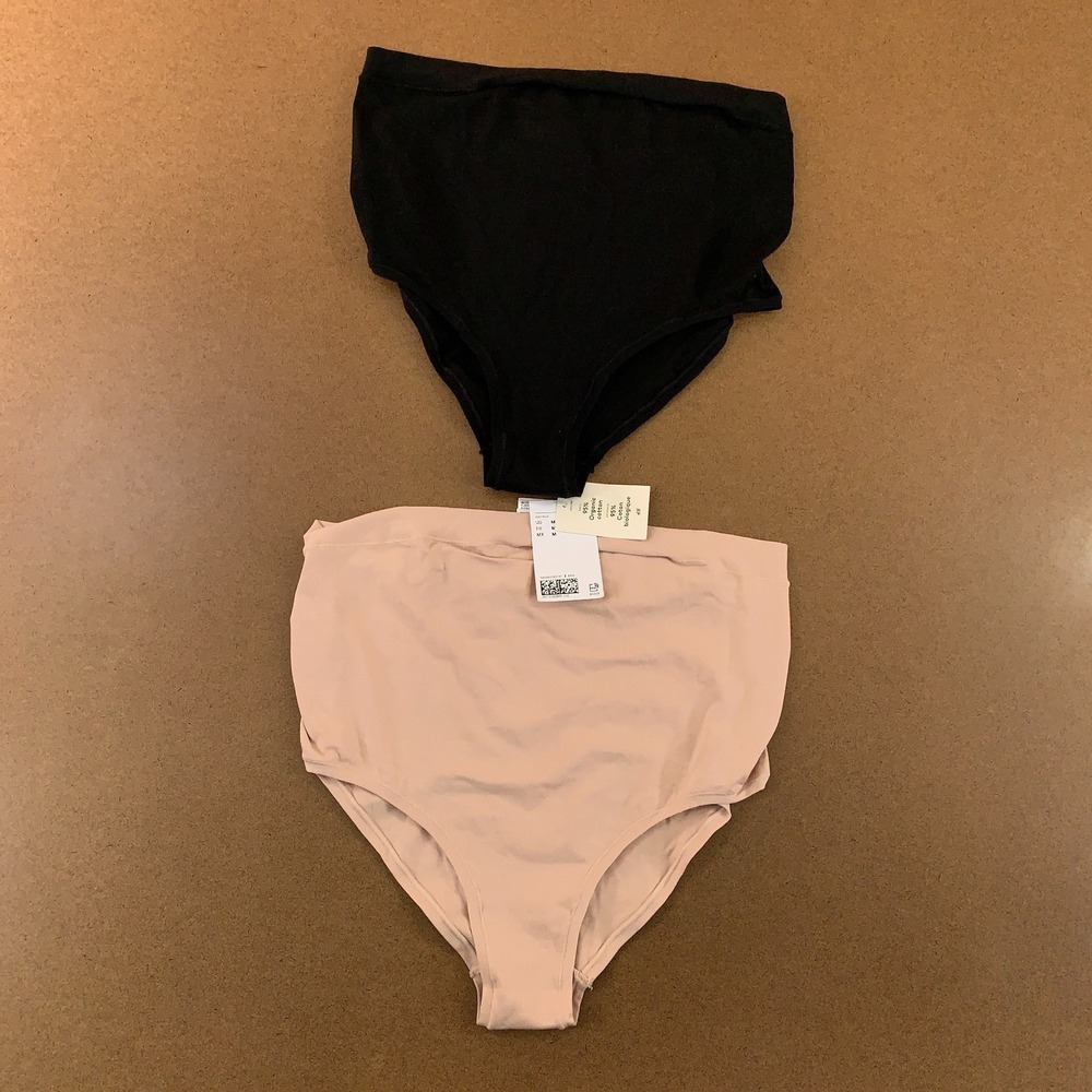 H&M MAMA Womens Maternity Medium Multi 2-Pack High Waist Cotton Brief Panty NWT